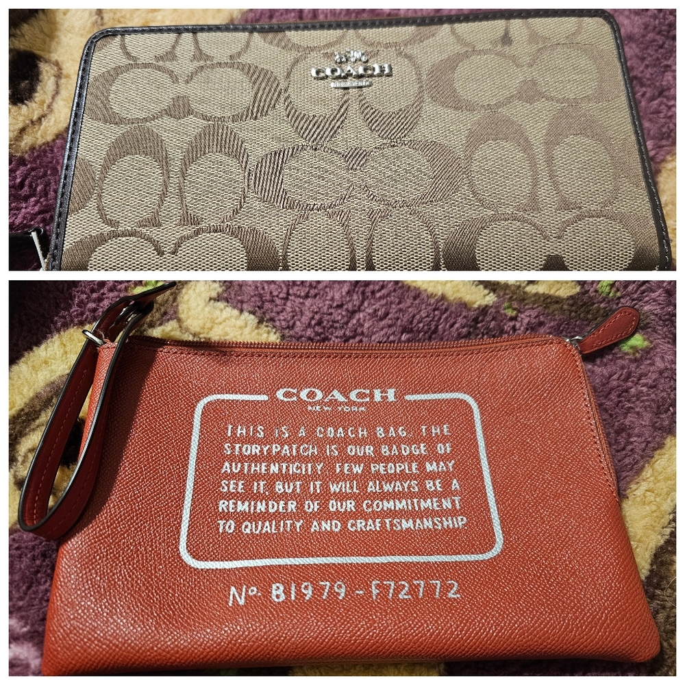 Coach Signature Accordion Zip Around Wallet And Coach Storypatch Mini Tote